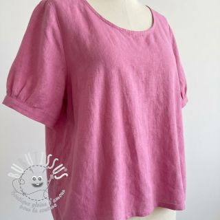 Tissu coton Lin dark pink