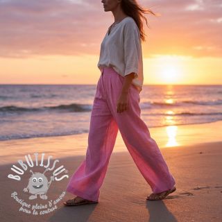 Tissu coton Lin dark pink