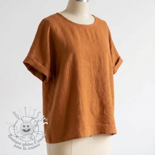 Tissu coton Lin cognac