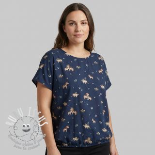Tissu coton Ponny navy digital print