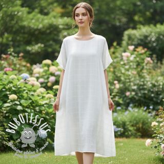 Tissu coton EMBROIDERY DOBBY Square white