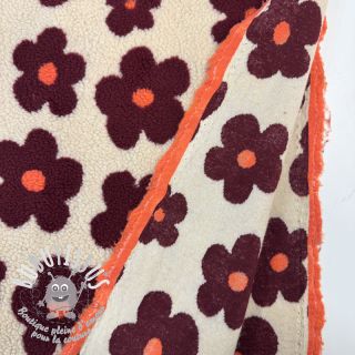 Tissu de manteau TEDDY JACQUARD Flowers beige