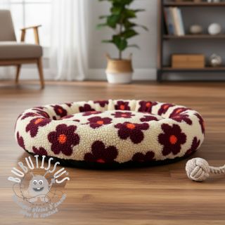 Tissu de manteau TEDDY JACQUARD Flowers beige