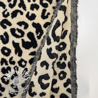 Tissu de manteau TEDDY JACQUARD Animal skin black