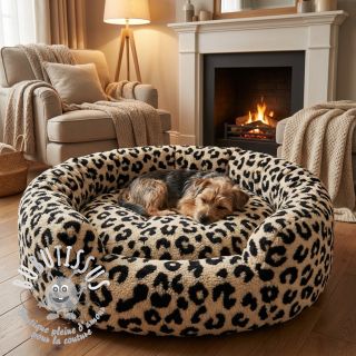 Tissu de manteau TEDDY JACQUARD Animal skin black