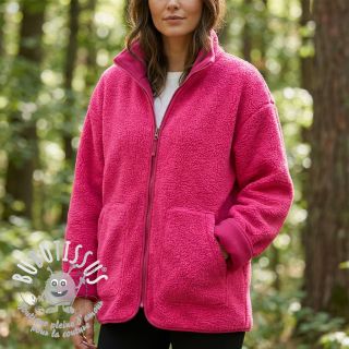 Fleece TEDDY DOUBLE SIDED pink neon