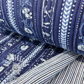 Tissu coton QUILT Gange bleu