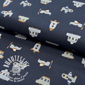 Tissu coton Vehicles navy