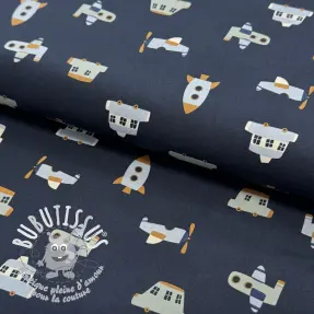 Tissu coton Vehicles navy
