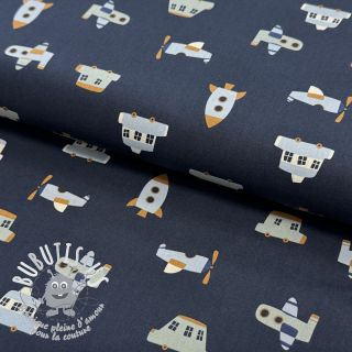 Tissu coton Vehicles navy