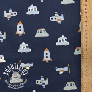 Tissu coton Vehicles navy