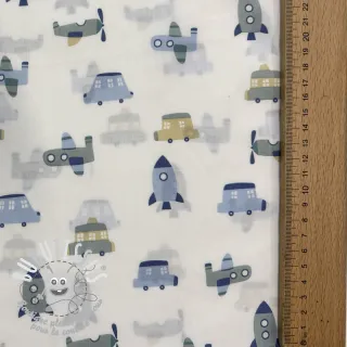 Tissu coton Vehicles white