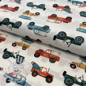 Tissu coton Cars white digital print