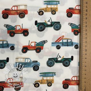 Tissu coton Cars white digital print