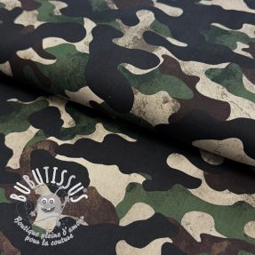Tissu coton Camouflage green digital print