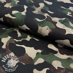 Tissu coton Camouflage green digital print