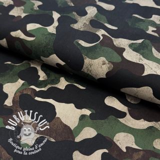 Tissu coton Camouflage green digital print