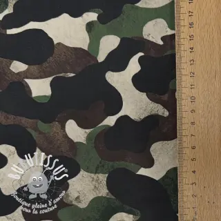 Tissu coton Camouflage green digital print