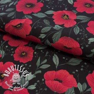 Tissu coton Poppy black digital print