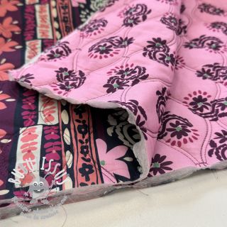 Tissu coton VOILE STEPPED Daria flower aubergine digital print