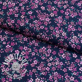 Tissu coton Simie flowers navy digital print