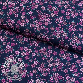 Tissu coton Simie flowers navy digital print