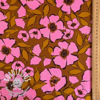 Tissu coton SATIN Flower Kala caramel