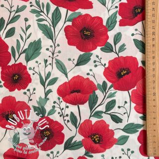 Tissu coton Poppy offwhite digital print