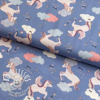 Tissu coton Unicorns love blue
