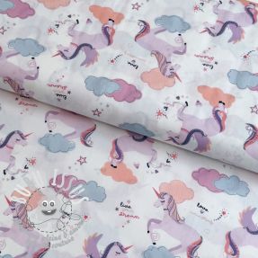 Tissu coton Unicorns love white