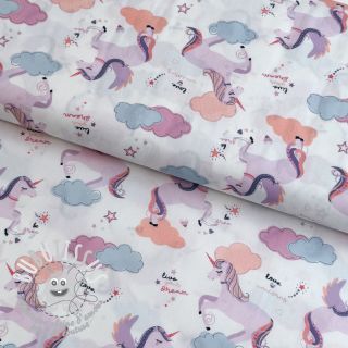 Tissu coton Unicorns love white