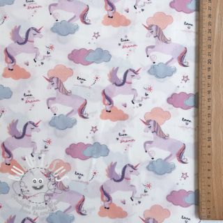 Tissu coton Unicorns love white