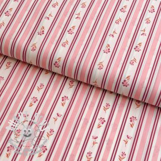 Tissu coton Fine flowers STRIPE pink