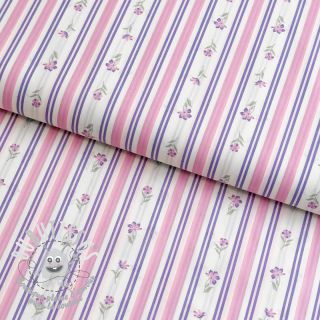 Tissu coton Fine flowers STRIPE purple