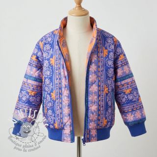 Tissu coton VOILE STEPPED Daria flower purple digital print