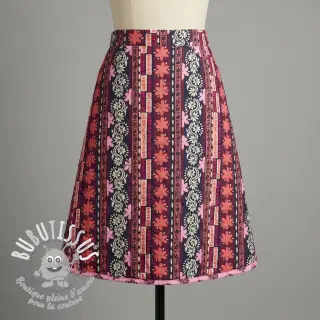 Tissu coton VOILE STEPPED Daria flower aubergine digital print