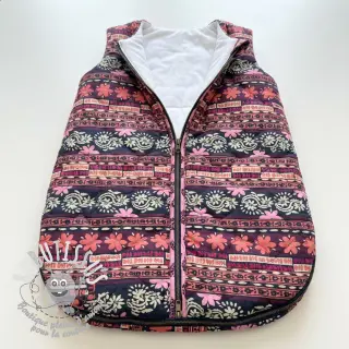 Tissu coton VOILE STEPPED Daria flower aubergine digital print