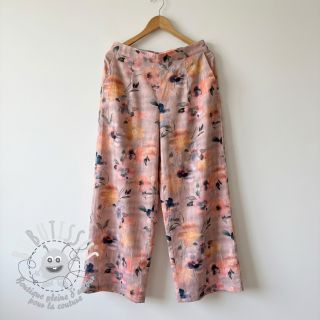 Tissu coton SATIN Penny flower peach digital print