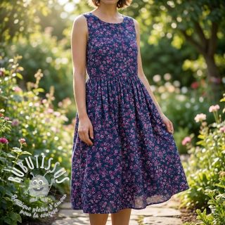 Tissu coton Simie flowers navy digital print