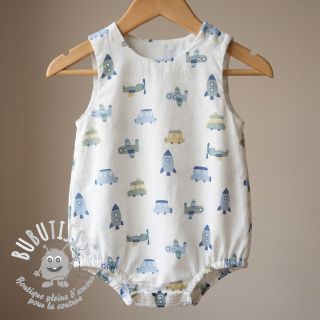 Tissu coton Vehicles white