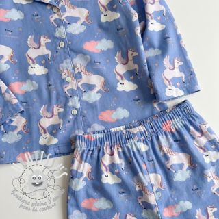 Tissu coton Unicorns love blue