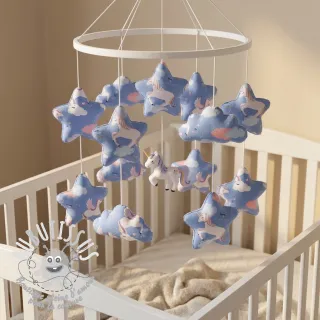 Tissu coton Unicorns love blue