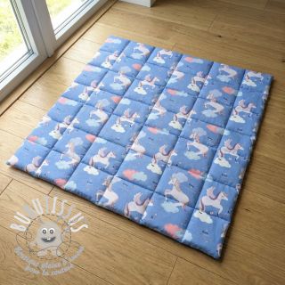 Tissu coton Unicorns love blue