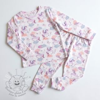 Tissu coton Unicorns love white