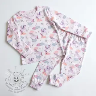 Tissu coton Unicorns love white