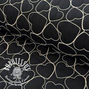 Tissu matelassé EMBROIDERY Hearts black