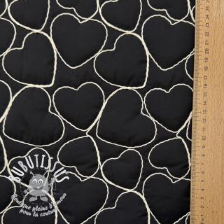 Tissu matelassé EMBROIDERY Hearts black