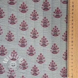 Tissu double gaze/mousseline STEPPED Flowers mauve