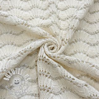 Tissu maille tricot jacquard LUREX ecru