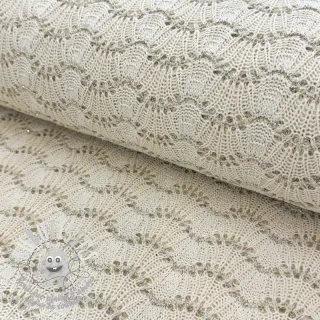 Tissu maille tricot jacquard LUREX ecru